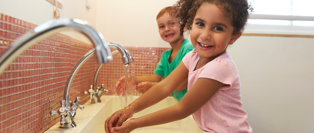 Children washing hands
